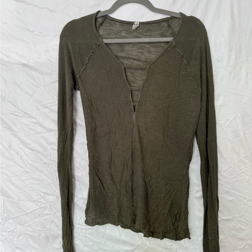 Free people soft cozy v neck shirt